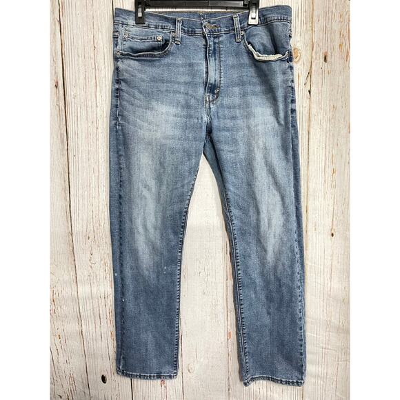 Denizen Levis Jeans Men Size 36 Blue Denim Mid Rise Cotton Blend STAINS RIPS - Picture 1 of 11